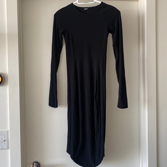 KIT AND ACE GOOD FEELS BRUSHED CREWNECK DRESS BODY CON BLACK LONG SLEEVE CREW - Picture 1 of 2